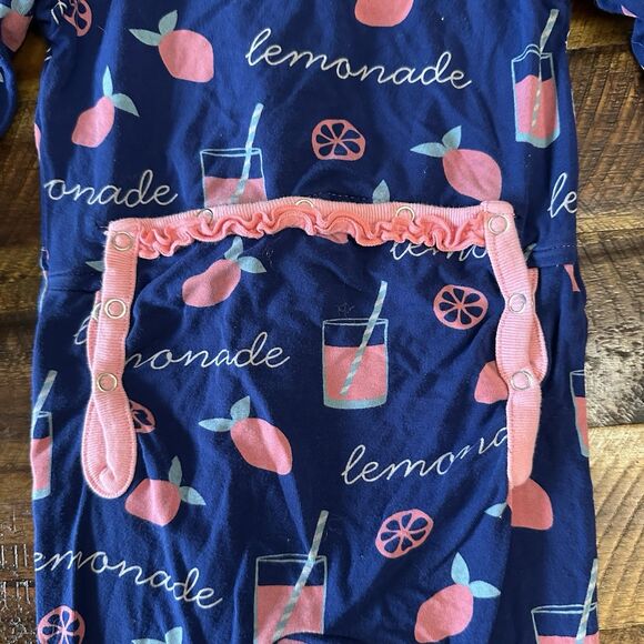 KicKee Pants Size 12-18 Months Bamboo Coverall Full Zip Blue Pink Lemonade - Picture 5 of 6